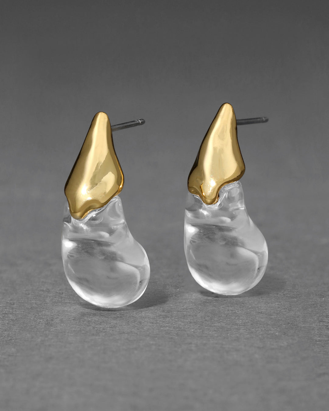 Alexis Bittar Clear Liquid Lucite Arched Small Post Earrings available at Barbara Katz