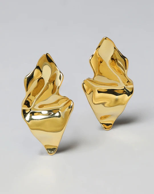 Alexis Bittar Crumpled Small Post Earrings in Gold available at Barbara Katz