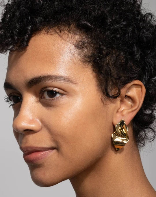 Alexis Bittar Crumpled Small Post Earrings in Gold available at Barbara Katz