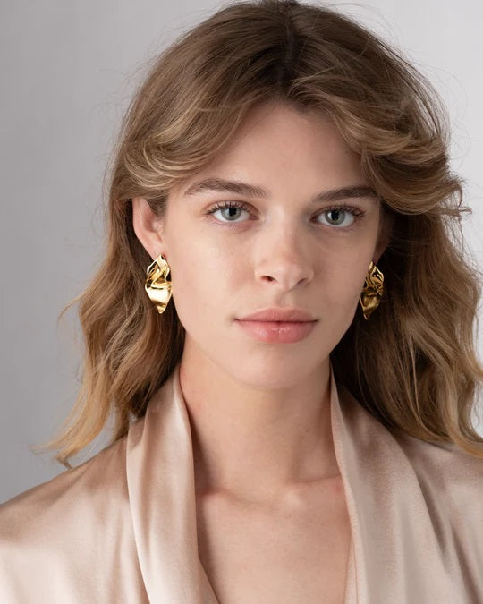 Alexis Bittar Gold Crumpled Small Post Earrings  available at Barbara Katz