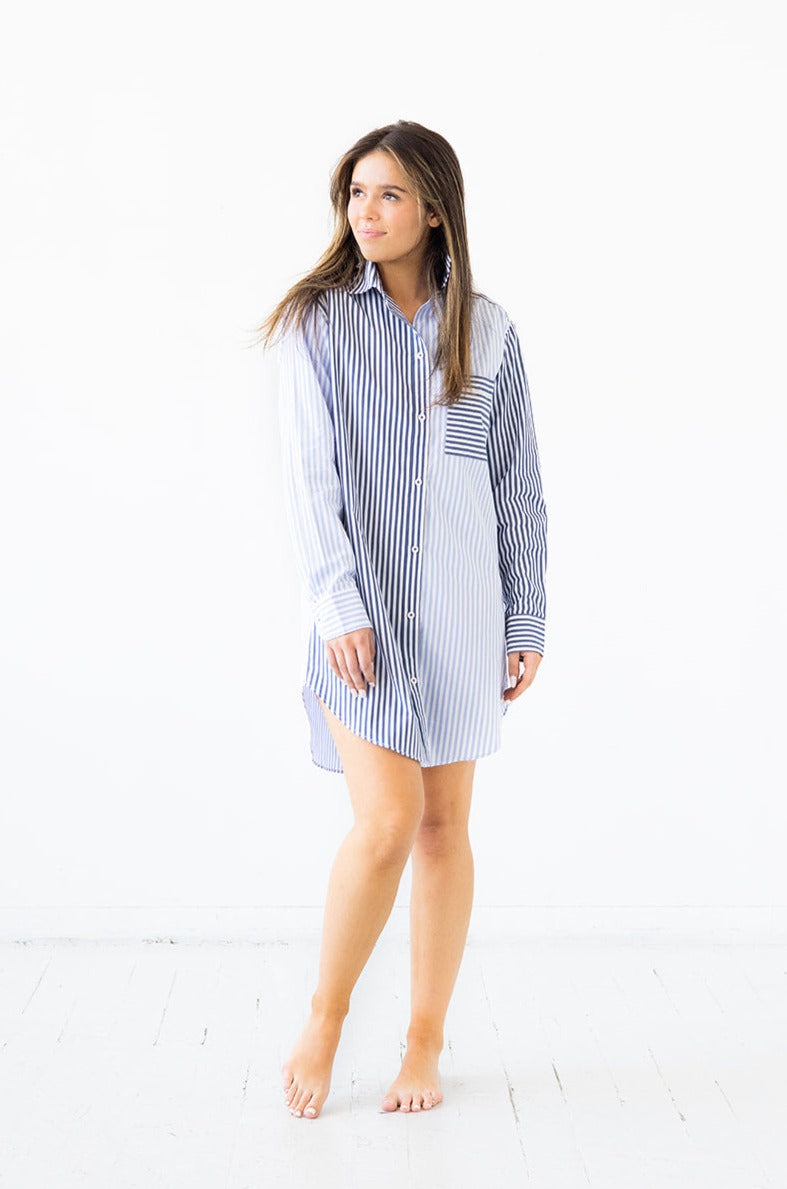 Salua Amalfi Stripes Resort Shirt - Light Blue/Navy