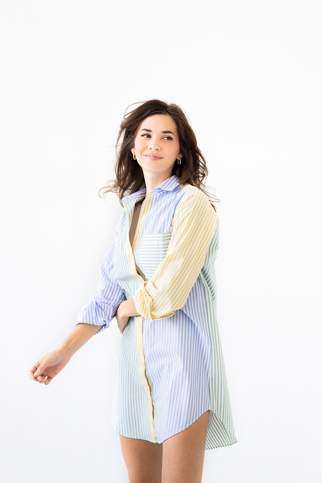 Salua Amalfi Stripes Resort Shirt - Light Blue/Geen/Yellow