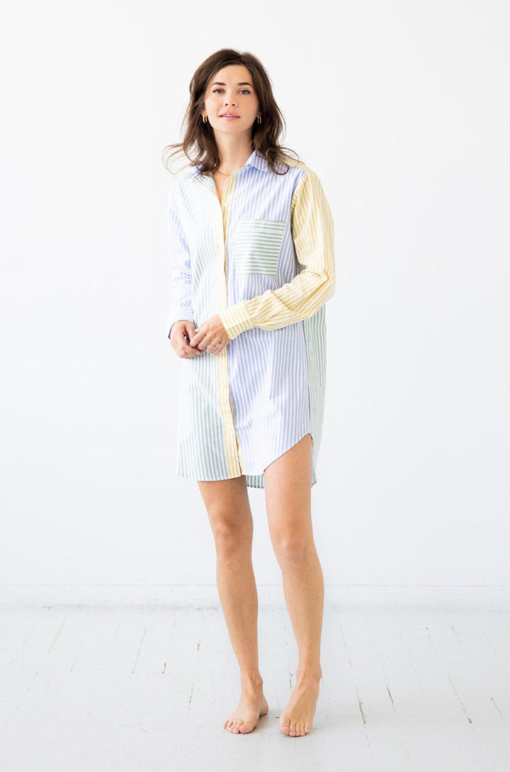 Salua Amalfi Stripes Resort Shirt - Light Blue/Geen/Yellow