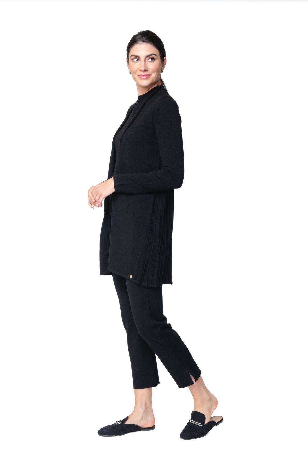 Amely Shawl Collar Mid-Length Cardigan - Black / Fall Pre-Order