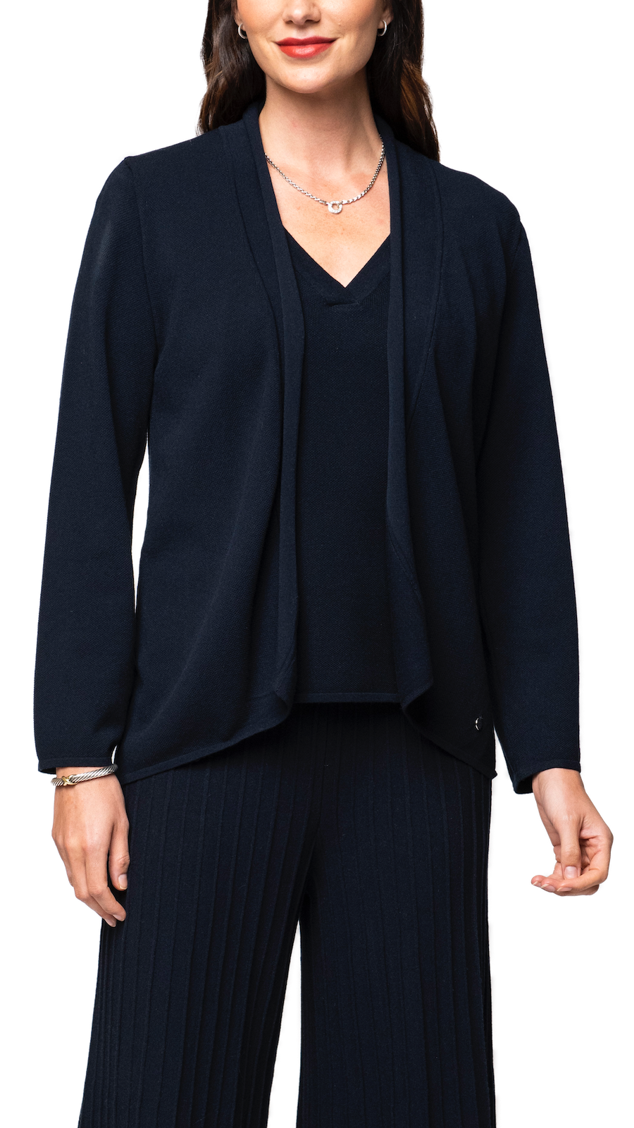 Biana Amy Shawl Collar Cardigan in Dark Navy available at Barbara Katz