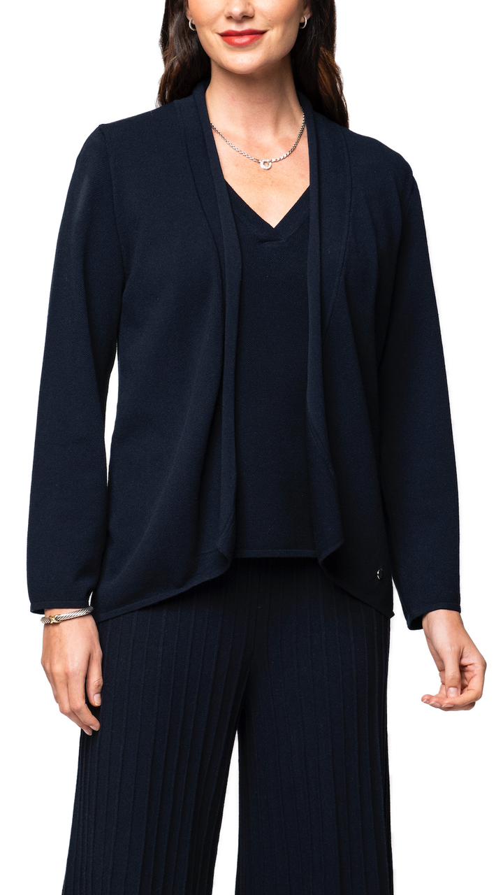 Biana Amy Shawl Collar Cardigan in Dark Navy available at Barbara Katz