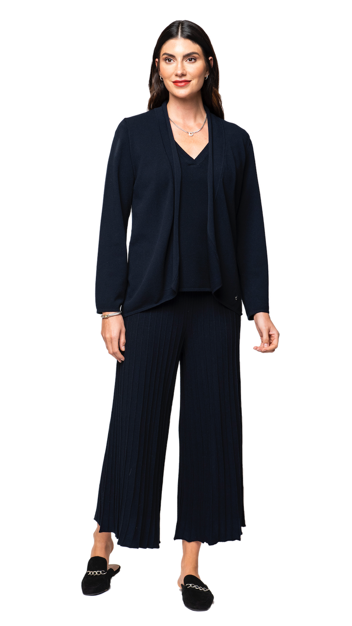 Biana Amy Shawl Collar Cardigan in Dark Navy available at Barbara Katz