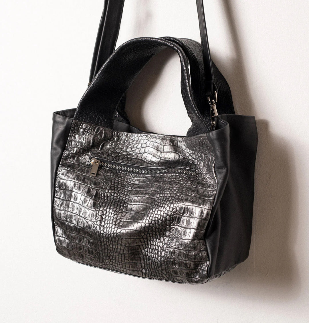 Daniella Lehavi Aspen Shopper's Bag in Pewter Croco available at Barbara Katz