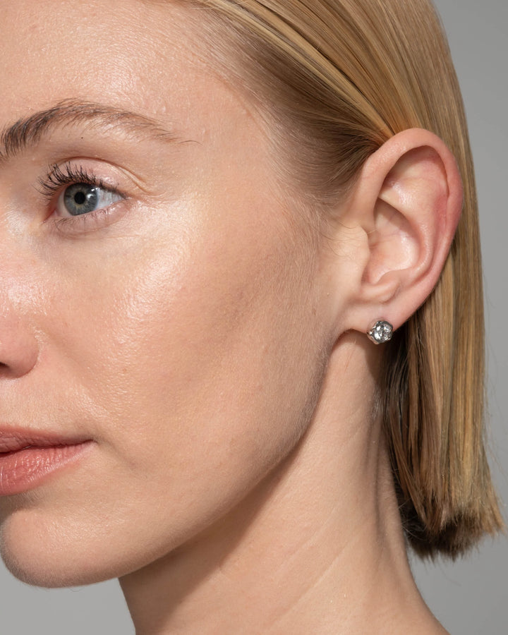 Alexis Bittar Asterales Silver Molten Bezel Stud Earrings available at Barbara Katz