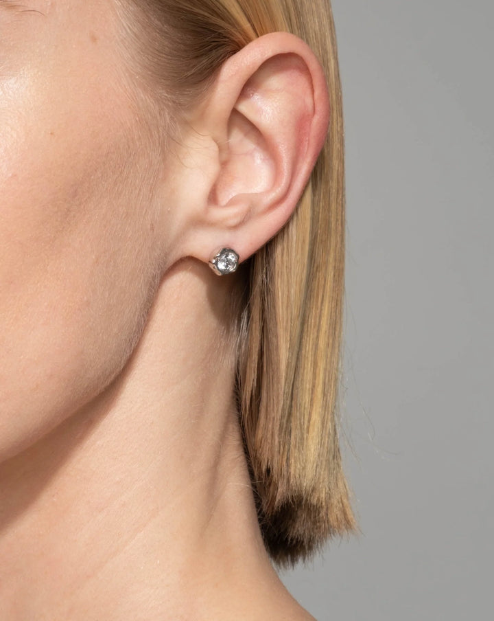 Alexis Bittar Silver Asterales Molten Bezel Stud Earrings available at Barbara Katz