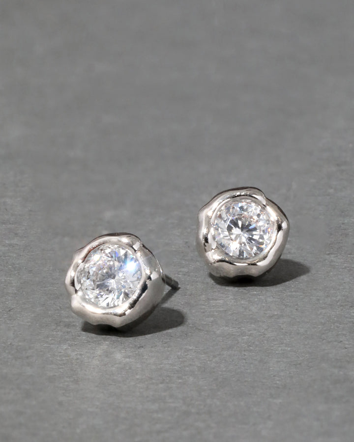 Alexis Bittar Asterales Molten Bezel Stud Earrings in Silver available at Barbara Katz