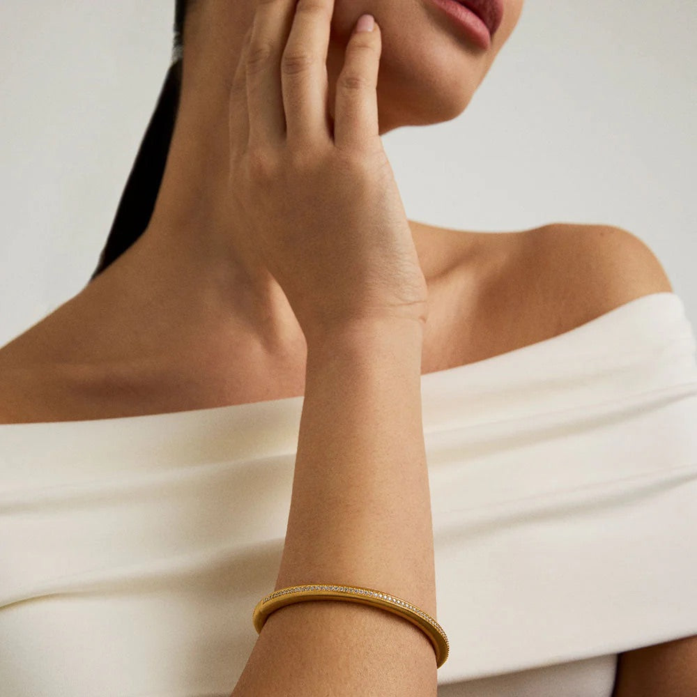 Dean Davidson Colette Pave Bangle Bracelet in White Topaz/Gold available at Barbara Katz