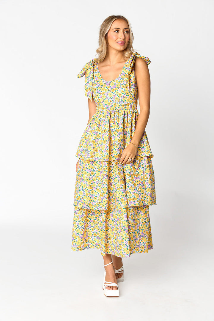 BuddyLove Drew Tiered Midi Dress - Sunny Hunny