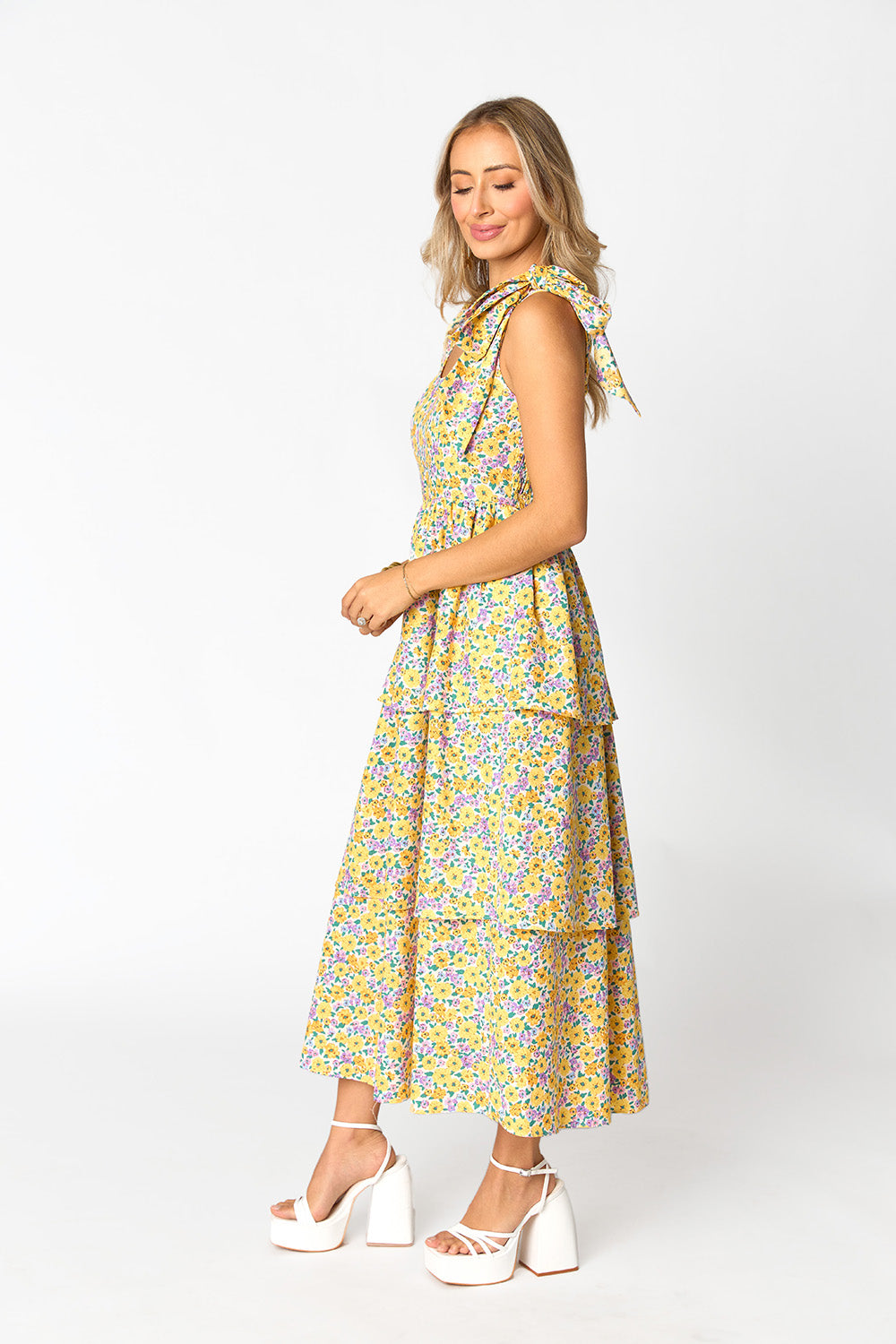 BuddyLove Drew Tiered Midi Dress - Sunny Hunny