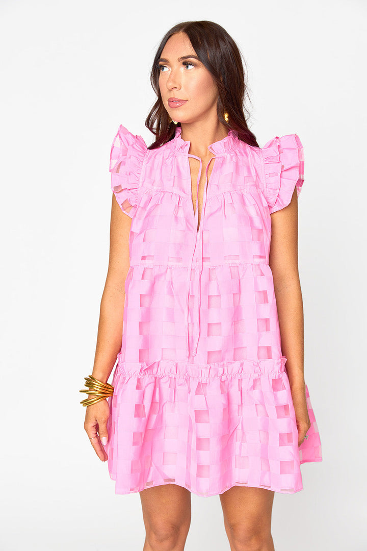 BuddyLove Aubrey Ruffle Shoulder Short Dress - Taffy