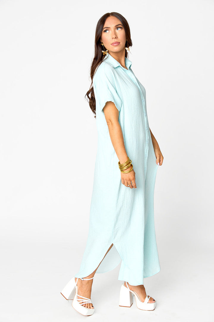 BuddyLove Carmen Cover Up Caftan Maxi Dress - Aqua