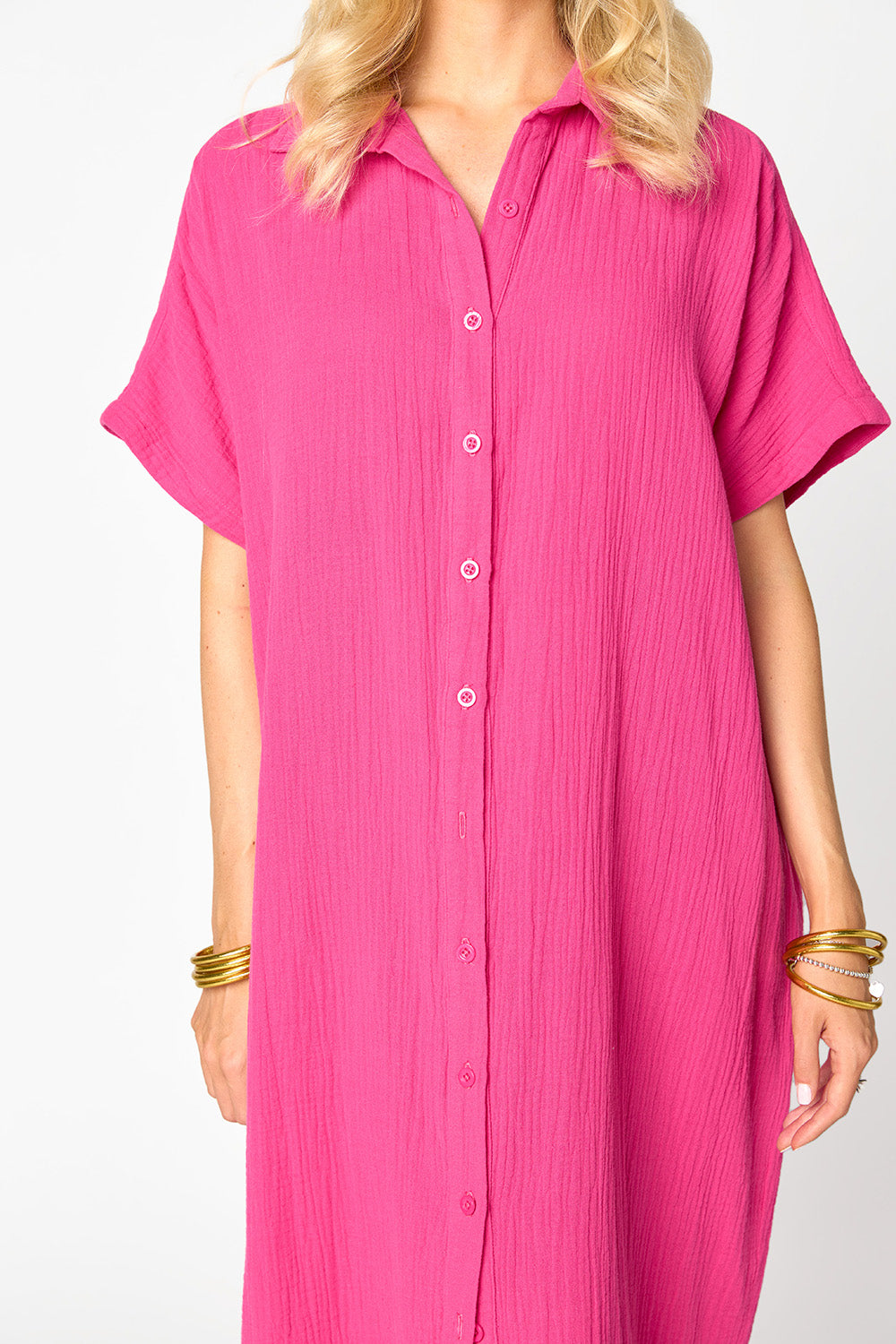 BuddyLove Carmen Cover Up Caftan Maxi Dress - Hot Pink