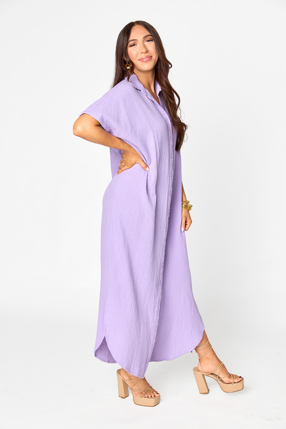 BuddyLove Carmen Cover Up Caftan Maxi Dress - Lavender