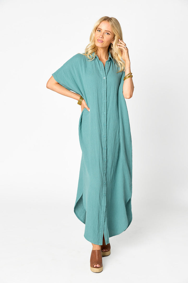 BuddyLove Carmen Cover Up Caftan Maxi Dress - Moss