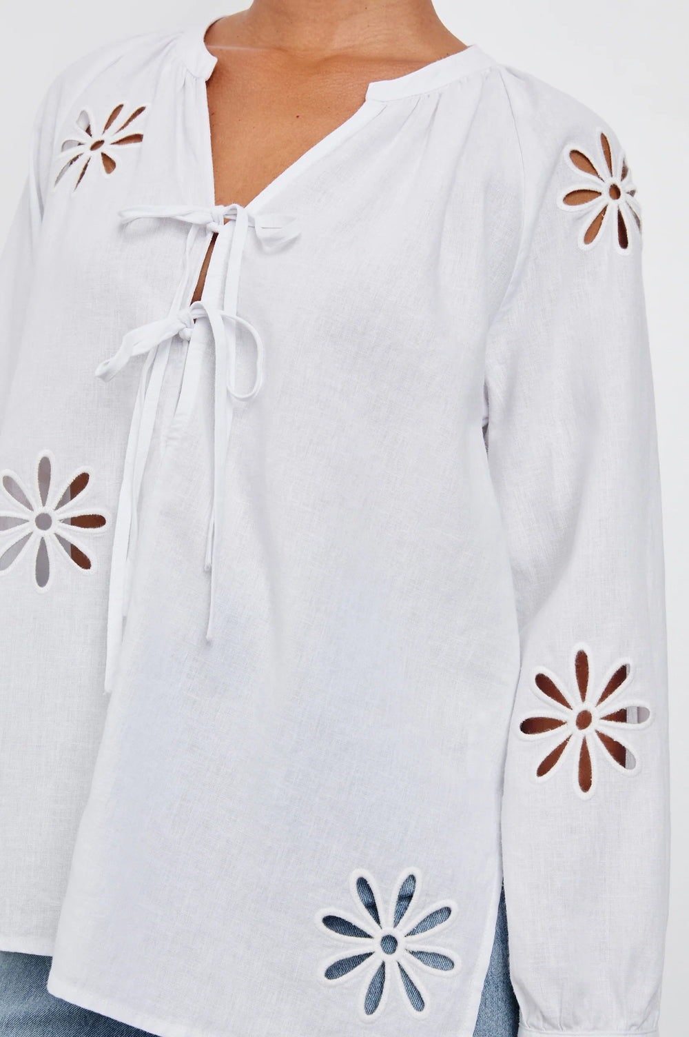 Rails Brielle V-Neck Blouse in White Eyelet available at Barbara Katz