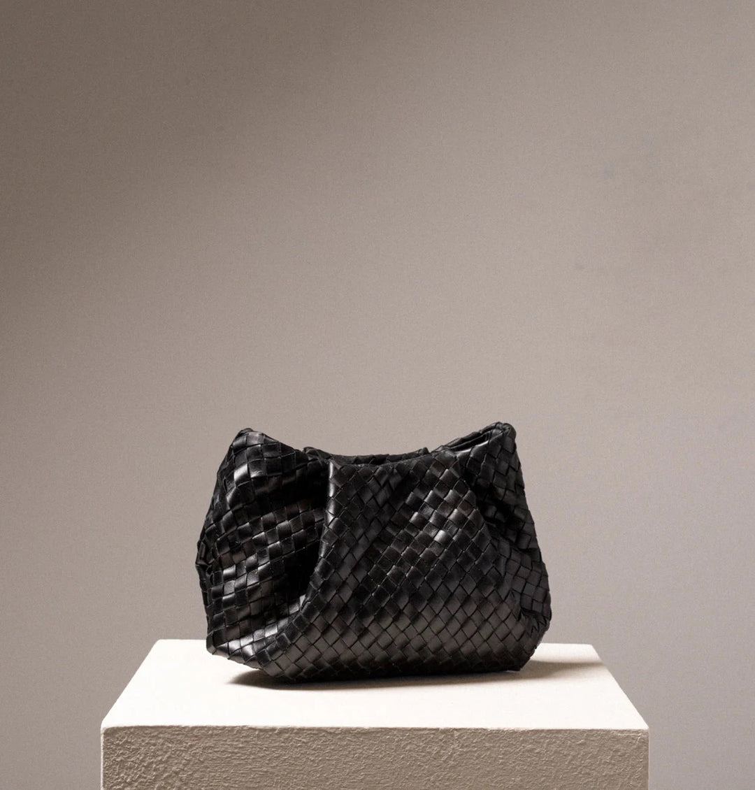 Daniella Lehavi Bali Mini Knotted Bag in Black Woven available at Barbara Katz