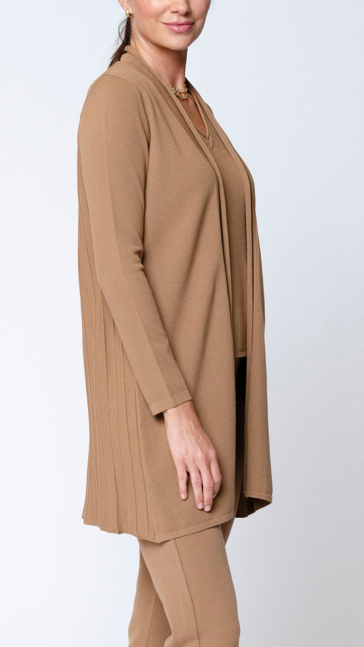 Biana Amely Shawl Collar Mid-Length Cardigan in Mocha available at Barbara Katz