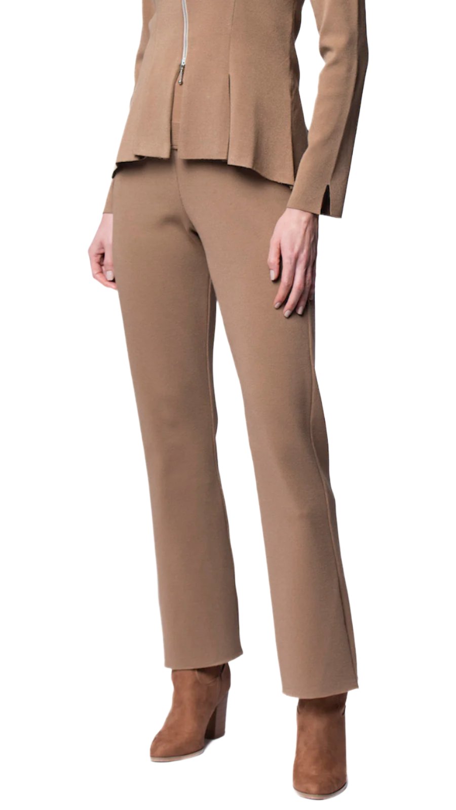 Biana Domenique Milano-Knit Boot Leg Pants in Mocha available at Barbara Katz