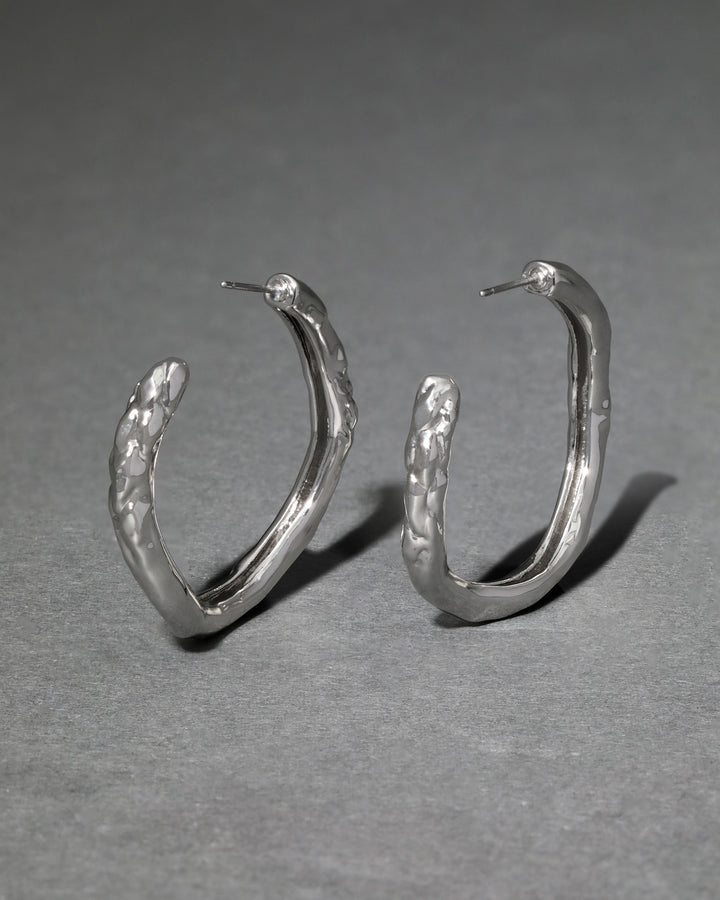 Alexis Bittar Brut Tube Hoop Earrings in Silver available at Barbara Katz