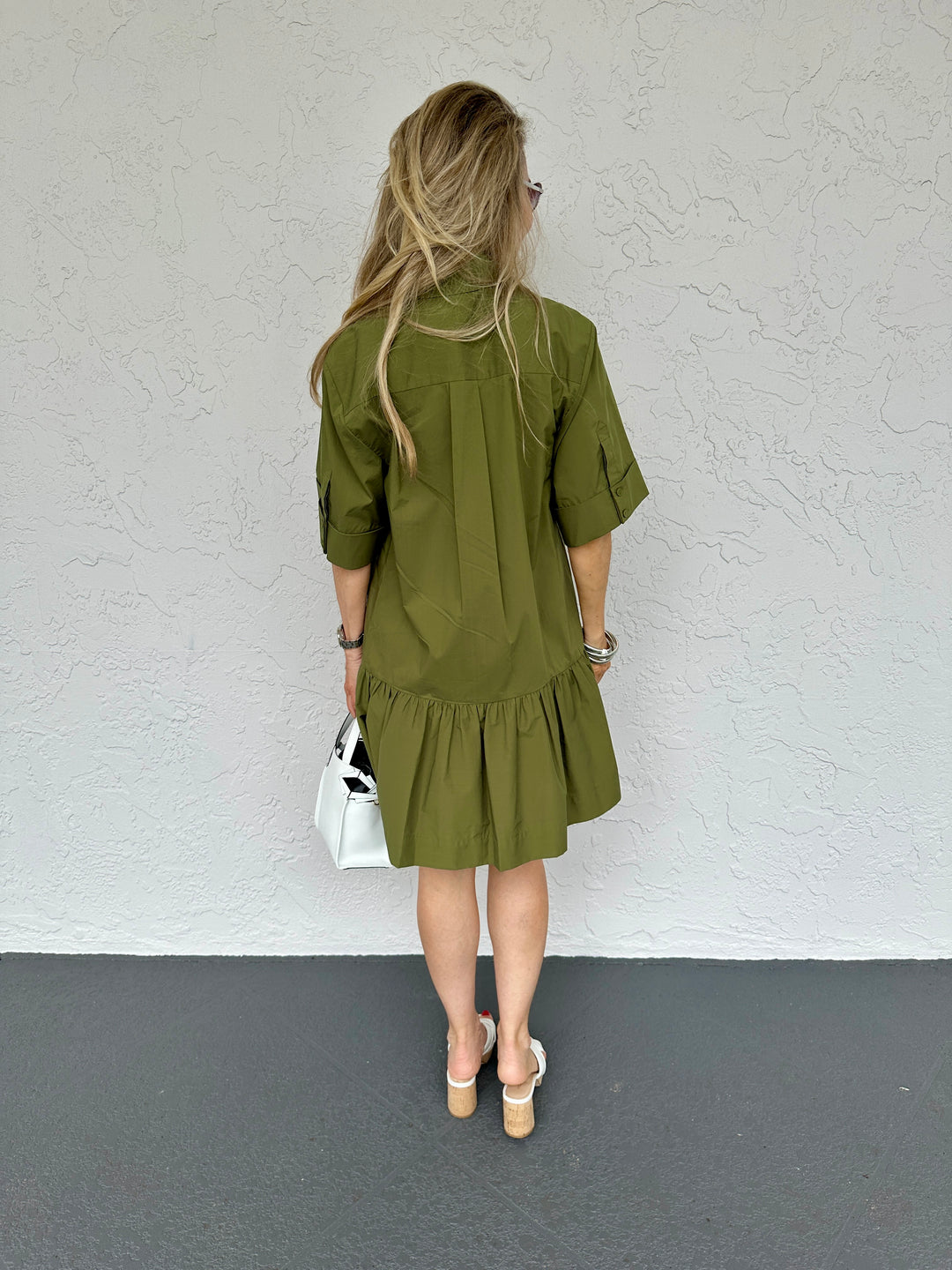 Simkhai Cris Short Sleeve Shirt Dress - Army