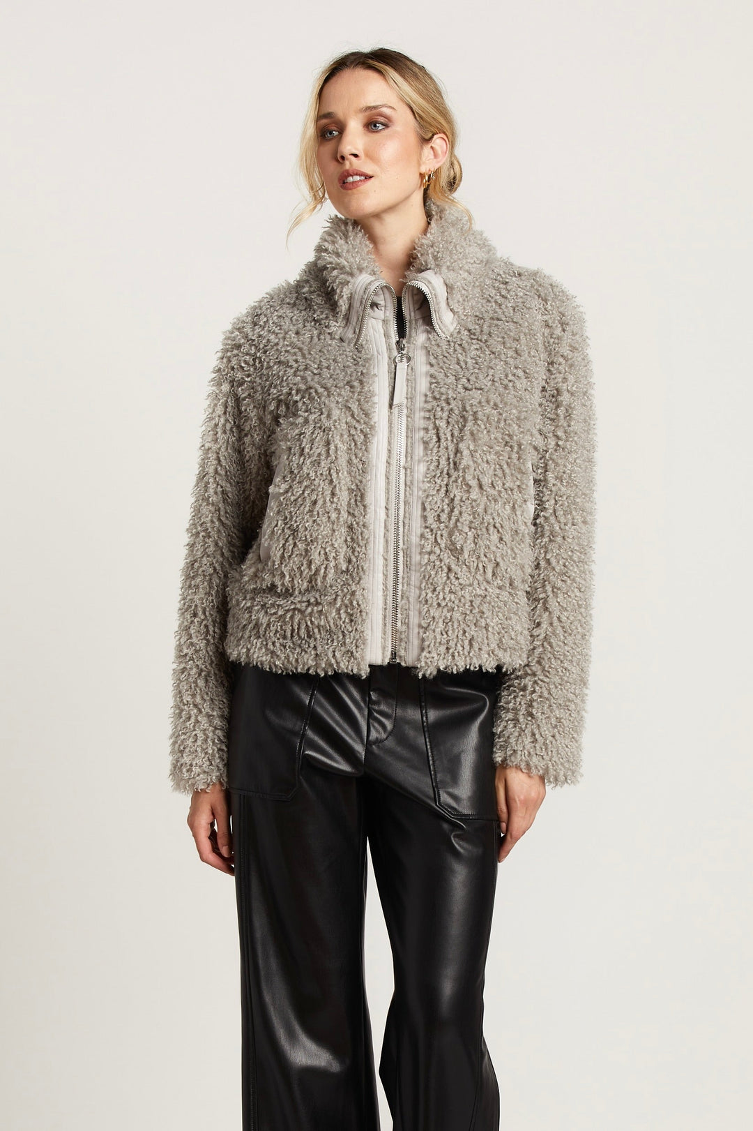 Adroit Atelier Carrie Short Mongolian Faux Fur Coat - Cloud available at Barbara Katz