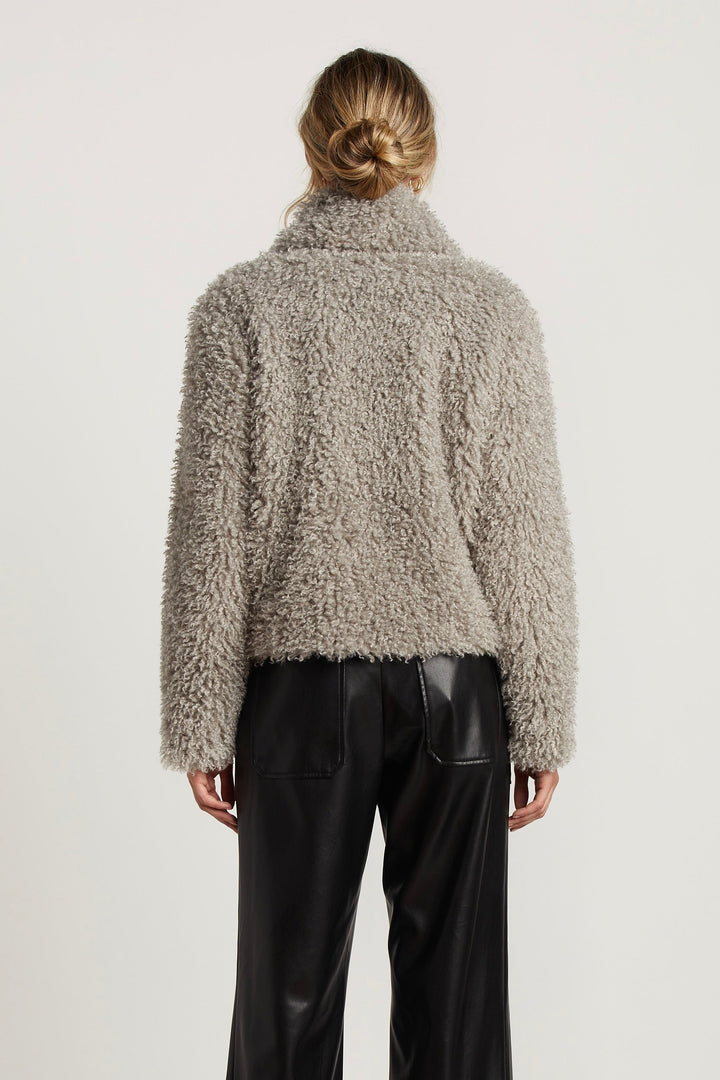 Adroit Atelier Carrie Short Mongolian Faux Fur Coat - Cloud available at Barbara Katz