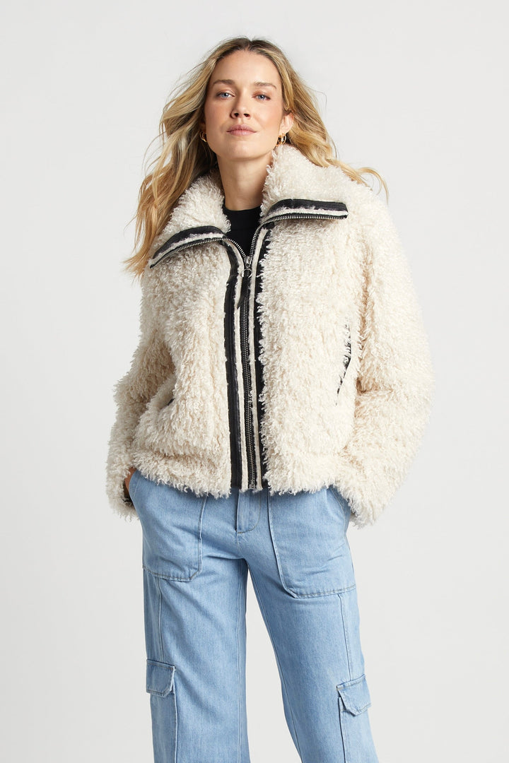 Adroit Atelier Carrie Short Mongolian Faux Fur Coat - Ivory available at Barbara Katz