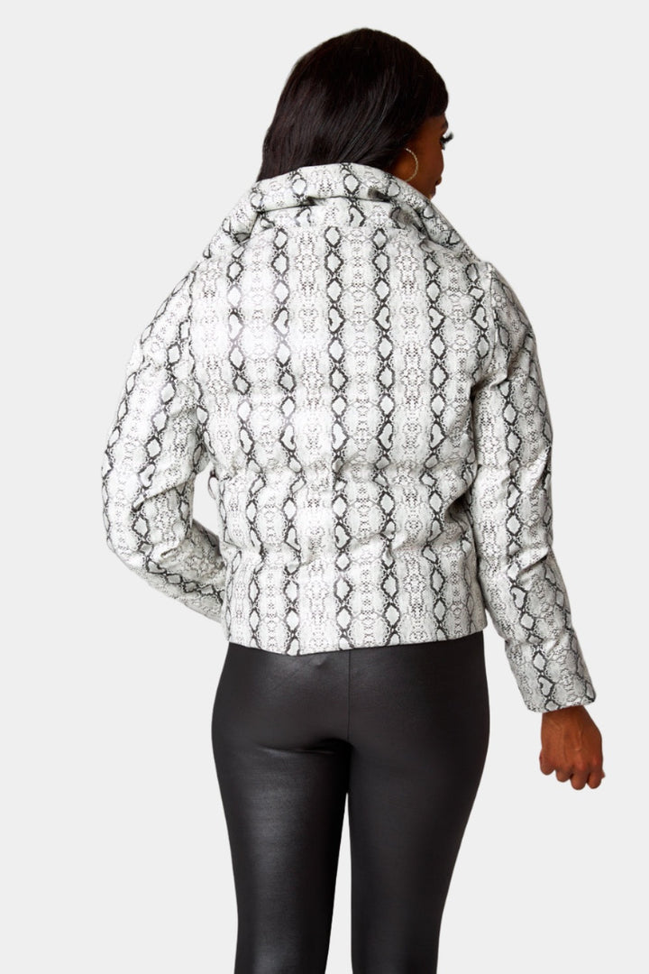 BuddyLove Addison Puffer Jacket in White Snake available at Barbara Katz