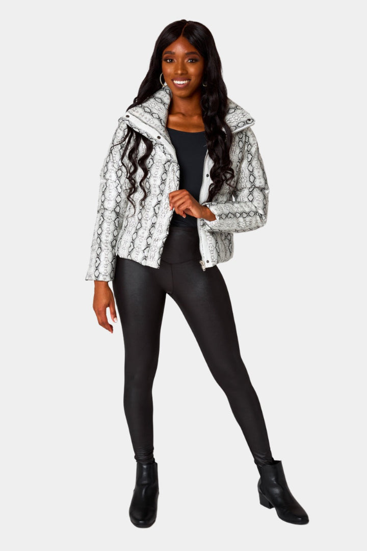 BuddyLove Addison Puffer Jacket in White Snake available at Barbara Katz