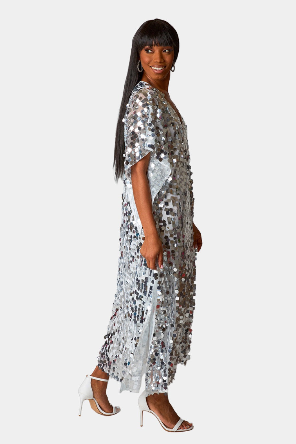 BuddyLove Atlas Sequin Caftan Maxi Dress - Overcast available at Barbara Katz