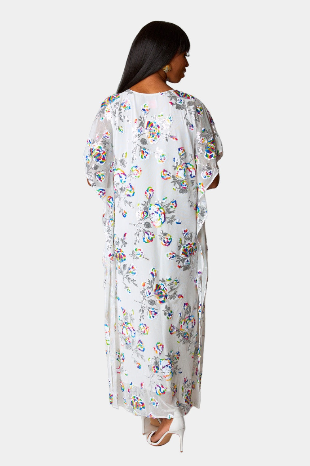 BuddyLove Atlas Sequin Caftan Maxi Dress - White Sangria