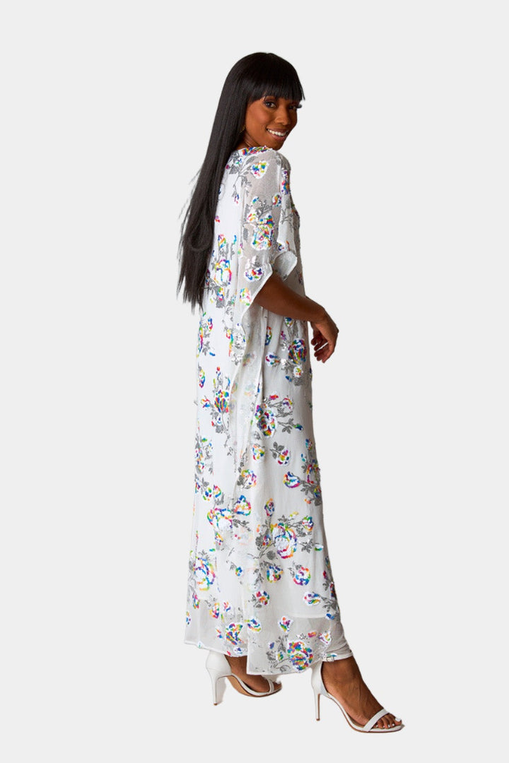 BuddyLove Atlas Sequin Caftan Maxi Dress - White Sangria