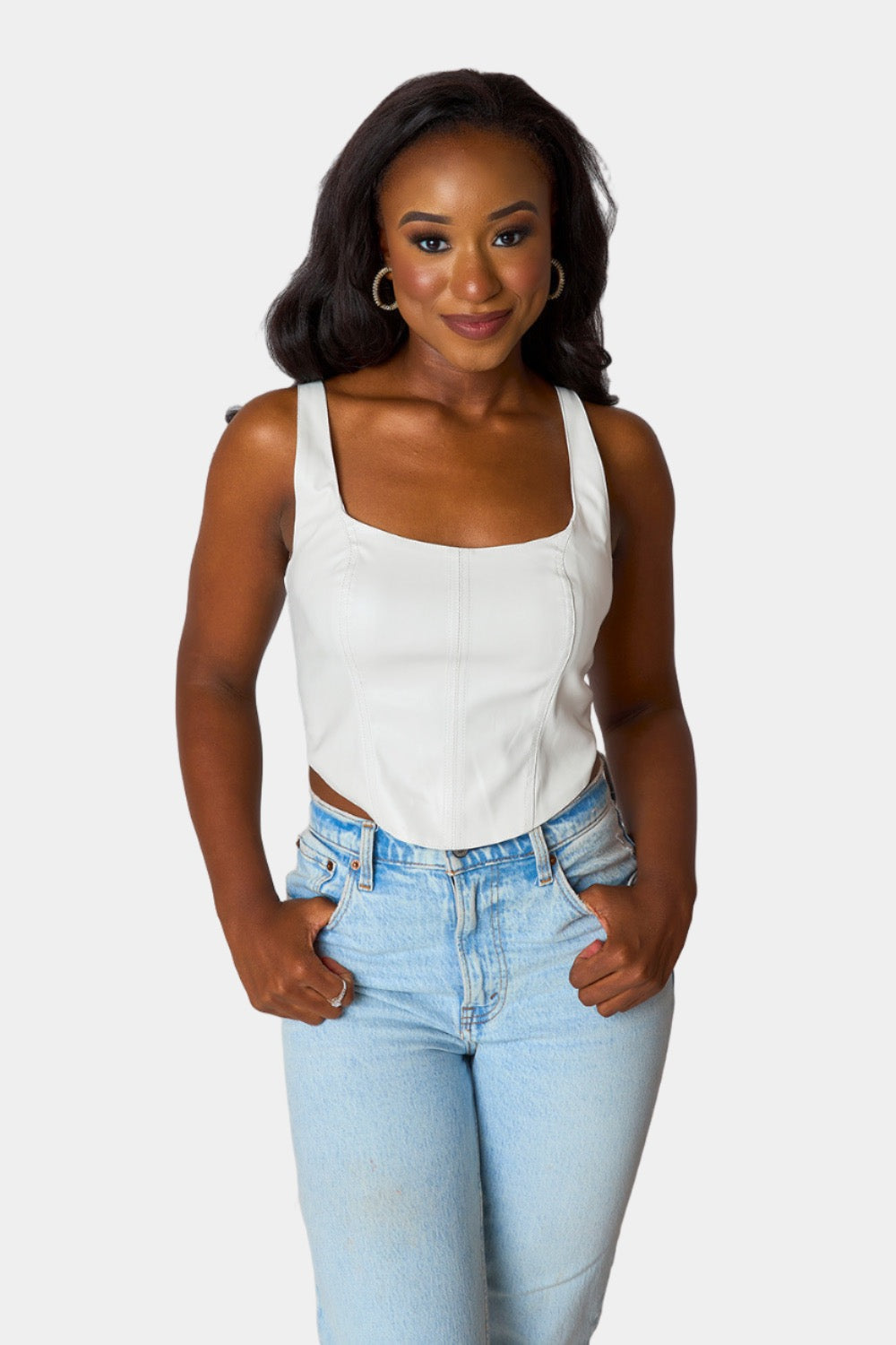 BuddyLove Coco Vegan Leather Corset Top - Cream