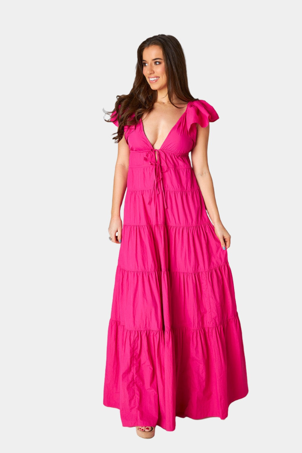 BuddyLove Holland Tiered Maxi Dress - Raspberry