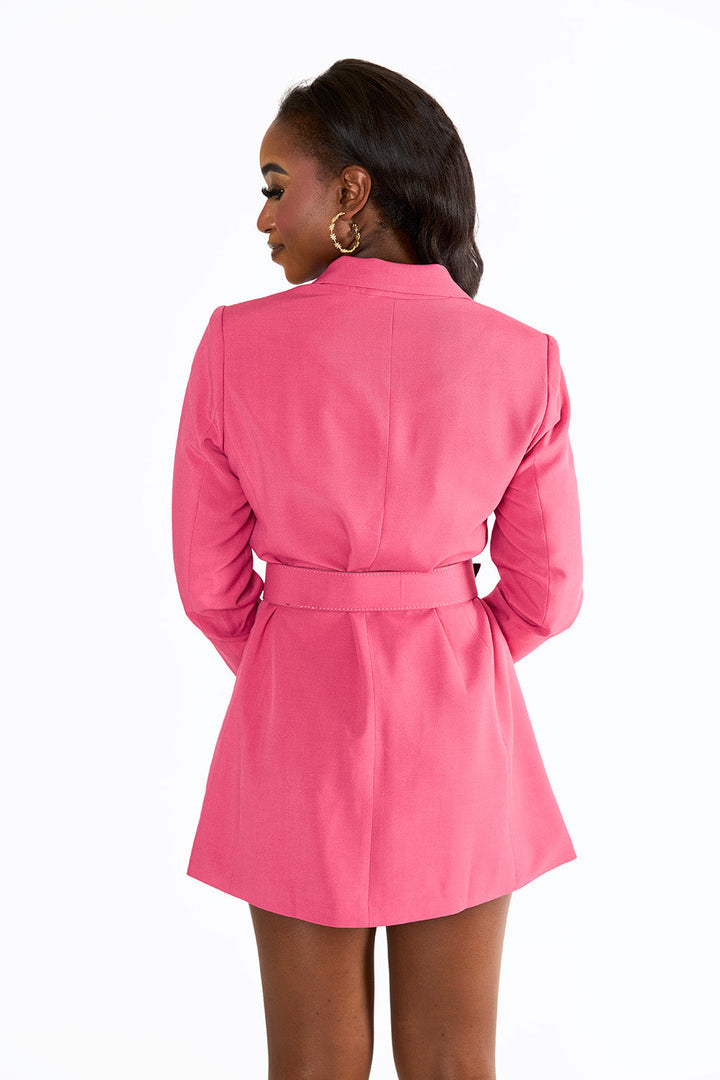 BuddyLove Harriet Blazer Dress in Flamingo available at Barbara Katz