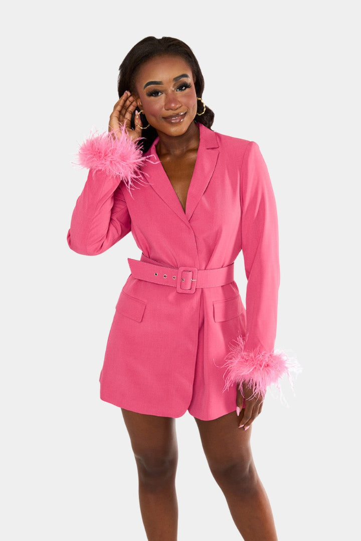 BuddyLove Harriet Blazer Dress in Flamingo available at Barbara Katz