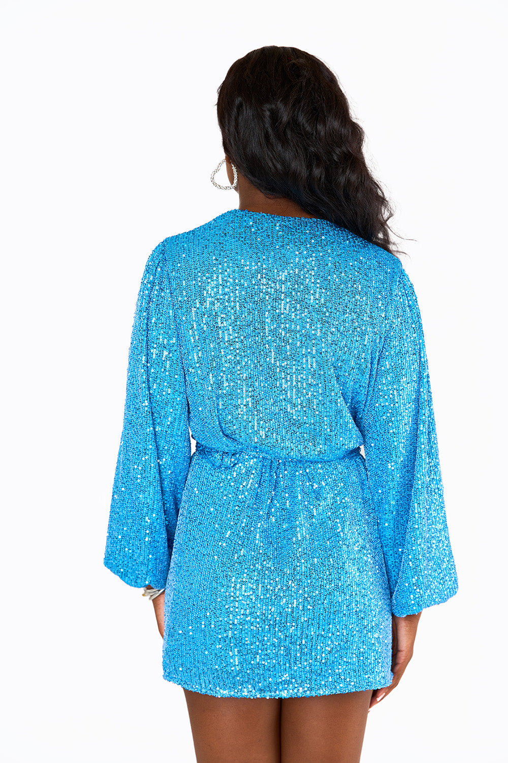 BuddyLove Adeline Sequin Wrap Dress in Blueberry available at Barbara Katz