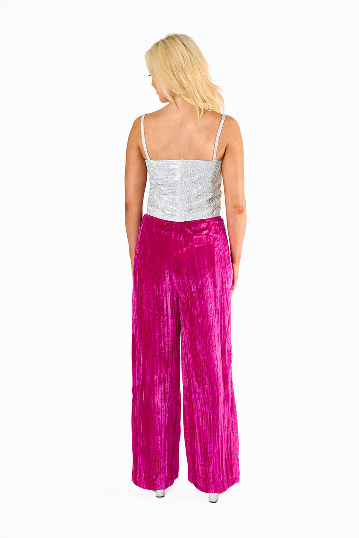 BuddyLove Sondra High-Waisted Velvet Pants in Fuchsia available at Barbara Katz