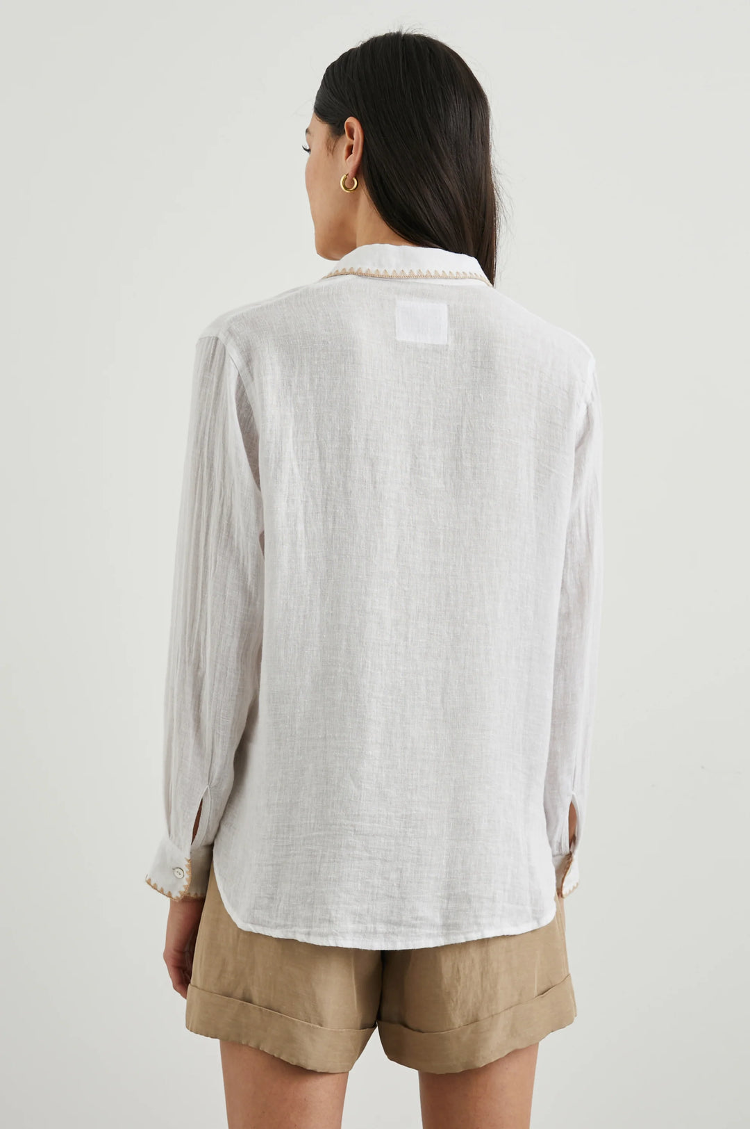 Rails Charli Long Sleeve Shirt - White Blanket Stitch