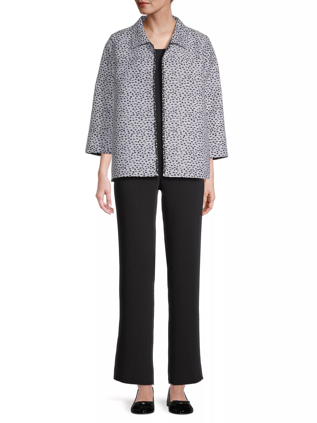 Caroline Rose Contrast Dot Jacquard Easy Jacket