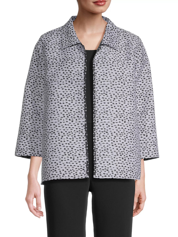 Caroline Rose Contrast Dot Jacquard Easy Jacket