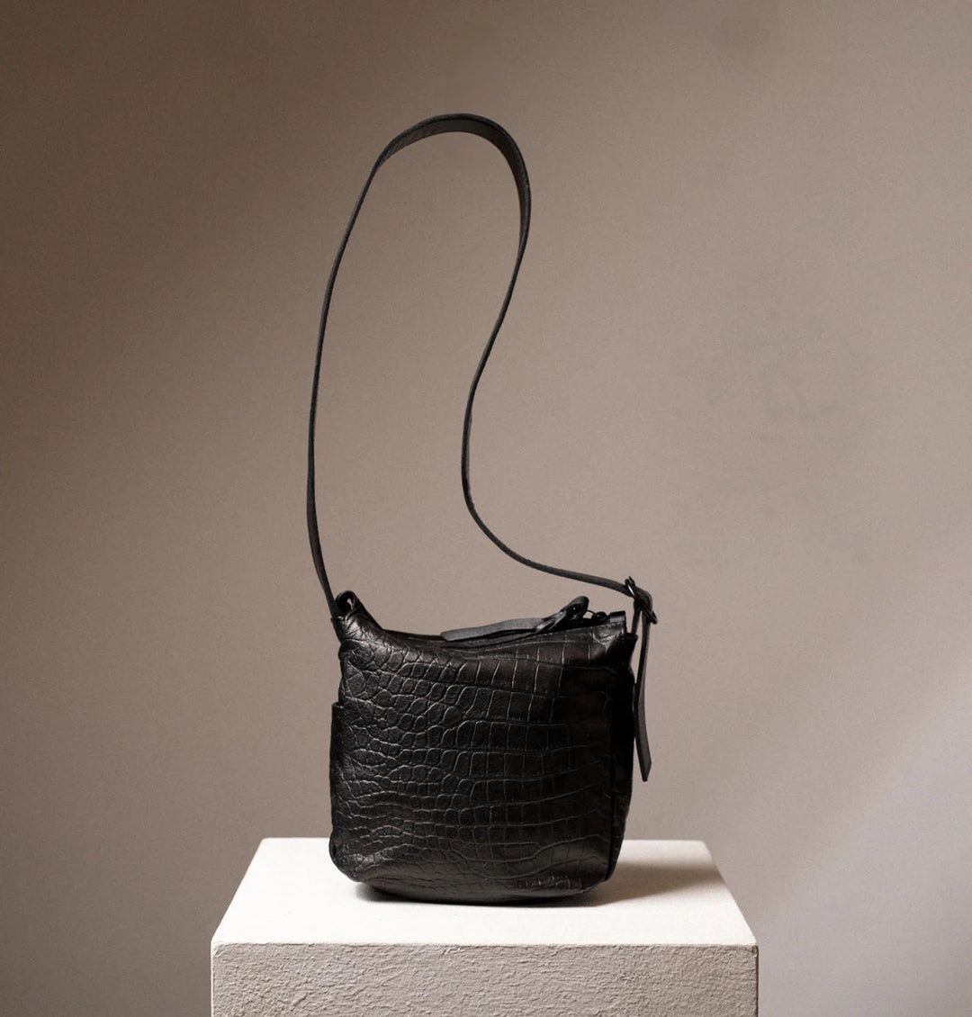 Daniella Lehavi Chicago Small Hobo Bag in Black Croco available at Barbara Katz