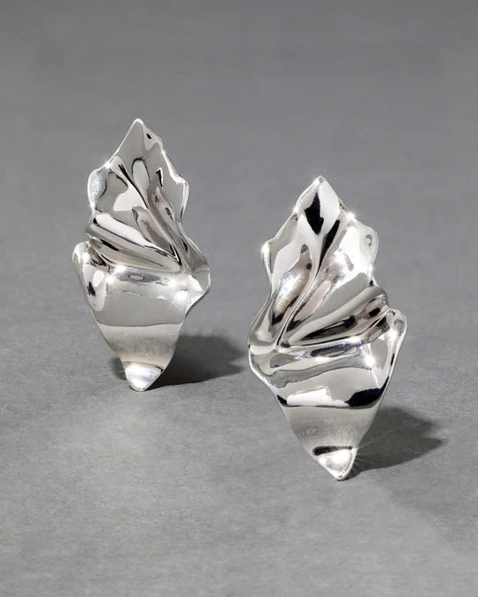 Alexis Bittar Crumpled Small Post Earrings in Rhodium available at Barbara Katz