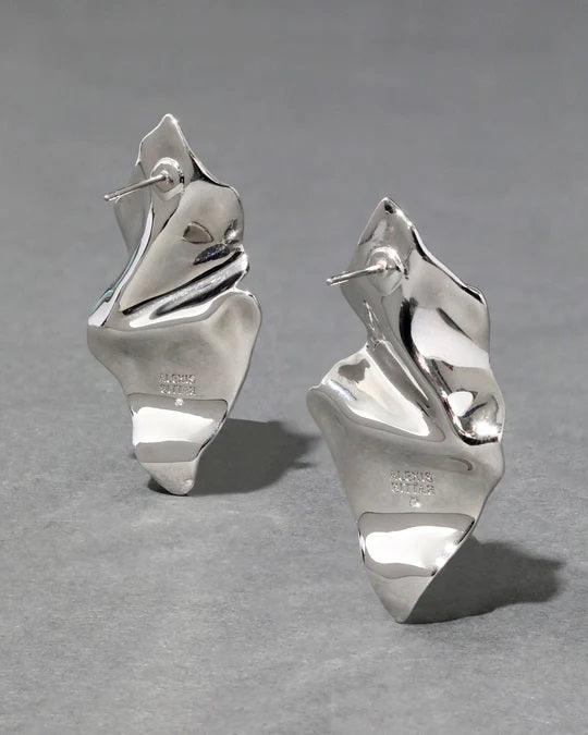 Alexis Bittar Silver Crumpled Small Post Earrings available at Barbara Katz