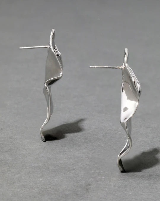 Alexis Bittar Silver Crumpled Small Post Earrings available at Barbara Katz